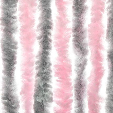 flueforhæng 100x200 cm chenille sølvgrå og lyserød