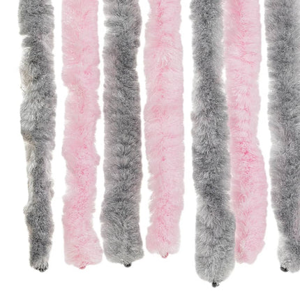 flueforhæng 100x200 cm chenille sølvgrå og lyserød