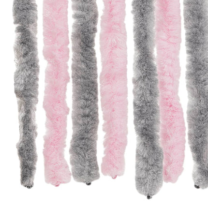 flueforhæng 100x220 cm chenille sølvgrå og lyserød