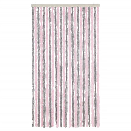 flueforhæng 100x230 cm chenille sølvgrå og lyserød