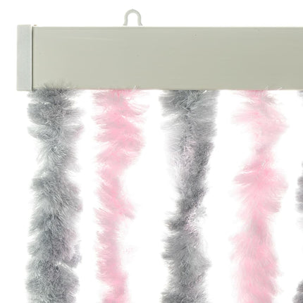 flueforhæng 100x230 cm chenille sølvgrå og lyserød