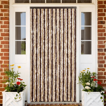 flueforhæng 100x230 cm chenille beige og lysebrun