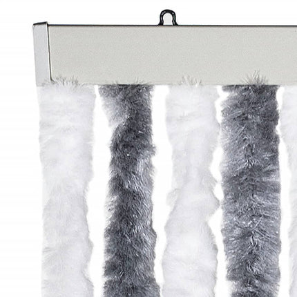 flueforhæng 100x200 cm chenille grå og hvid