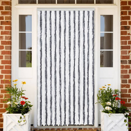 flueforhæng 100x200 cm chenille grå og hvid