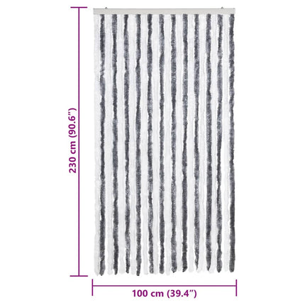 flueforhæng 100x230 cm chenille grå og hvid