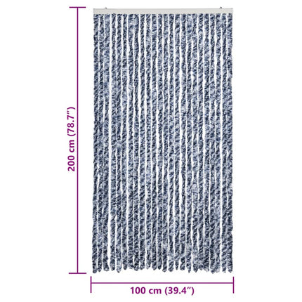 flueforhæng 100x200 cm chenille blå og hvid