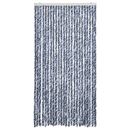 flueforhæng 100x230 cm chenille blå og hvid