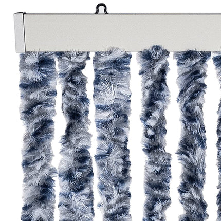 flueforhæng 100x230 cm chenille blå og hvid