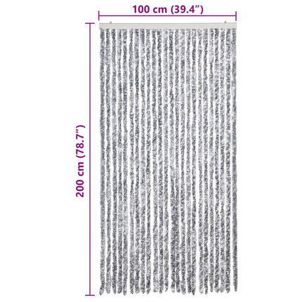 flueforhæng 100x200 cm chenille grå og hvid