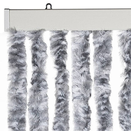flueforhæng 100x230 cm chenille grå og hvid