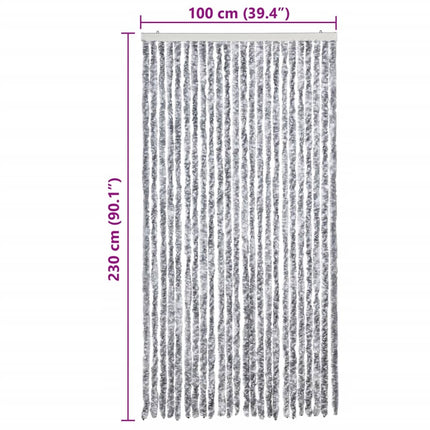 flueforhæng 100x230 cm chenille grå og hvid