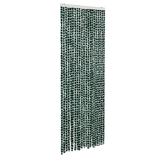 flueforhæng 90x200 cm chenille grøn og hvid