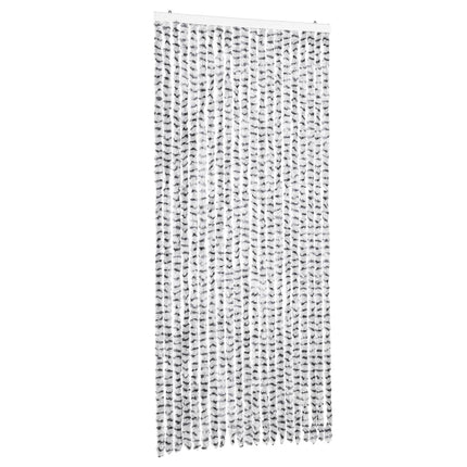 flueforhæng 90x200 cm chenille lysegrå og mørkegrå