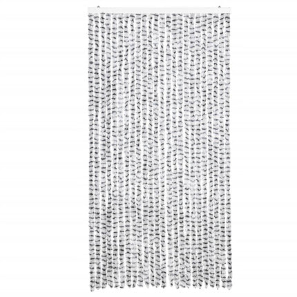 flueforhæng 100x230 cm chenille lysegrå og mørkegrå