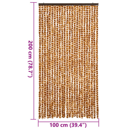 flueforhæng 100x200 cm chenille okkergul og hvid