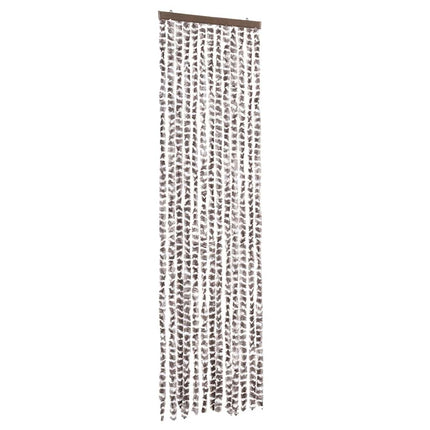 flueforhæng 56x200 cm chenille gråbrun og hvid