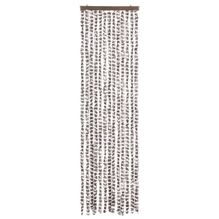 flueforhæng 56x200 cm chenille gråbrun og hvid