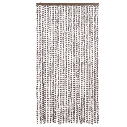 flueforhæng 100x230 cm chenille gråbrun og hvid