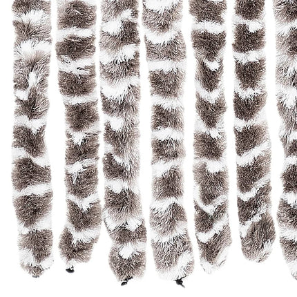 flueforhæng 100x230 cm chenille gråbrun og hvid