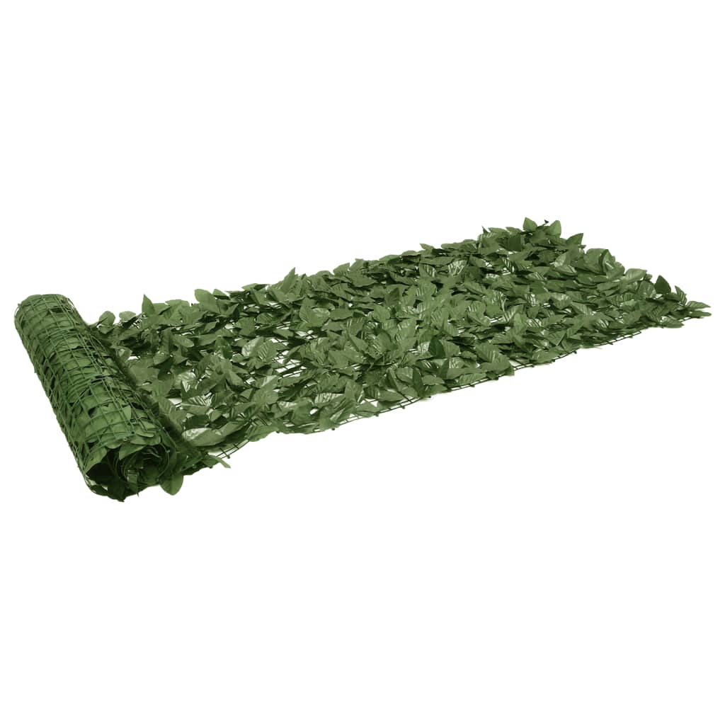 Altanafskærmning 600 × 75 cm med mørkegrønne blade - kunstigt bladhegn