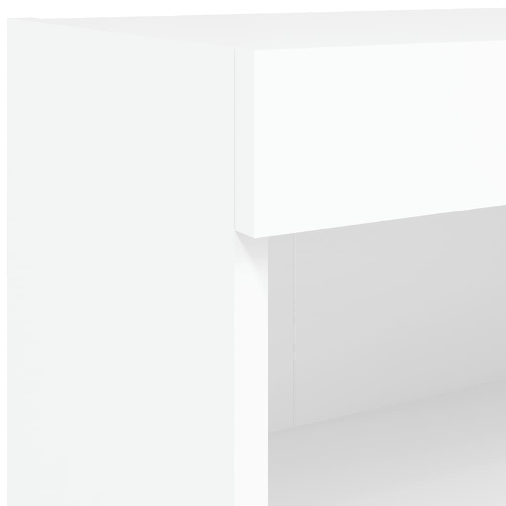 tv-møbel til væg 5 dele med LED-lys konstrueret træ hvid