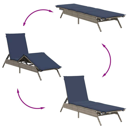 liggestol med hynde grå polyrattan