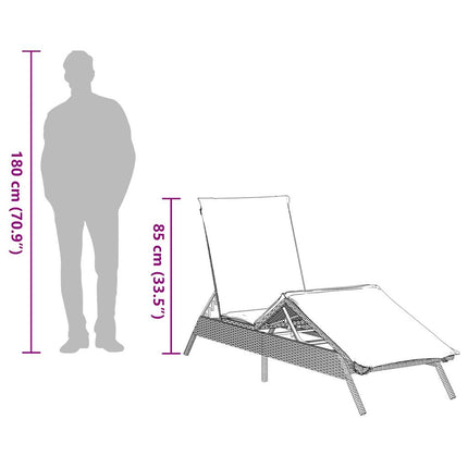 liggestol med hynde grå polyrattan