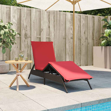 liggestol med hynde brun polyrattan