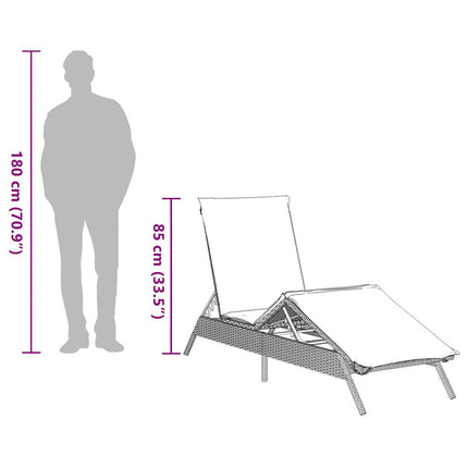 liggestol med hynde brun polyrattan