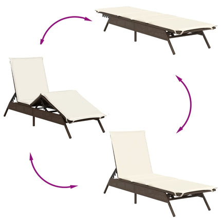 liggestole 2 stk. med bord polyrattan brun