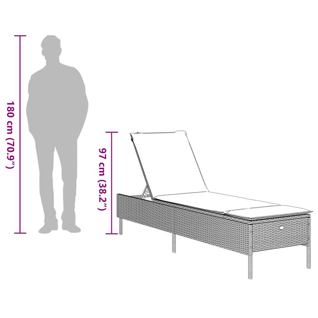 liggestol med hynde grå polyrattan