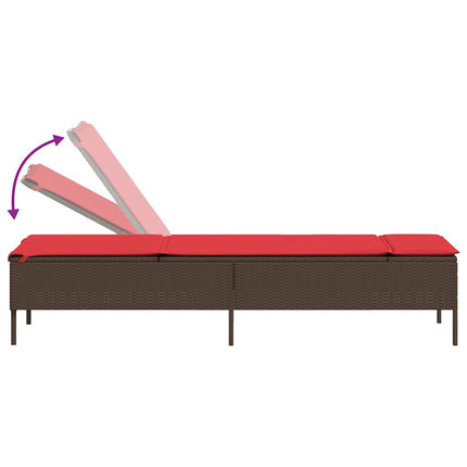 liggestol med hynde brun polyrattan