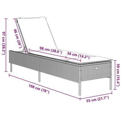 liggestol med hynde brun polyrattan