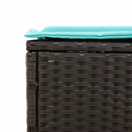 liggestol med bord og hynde sort polyrattan