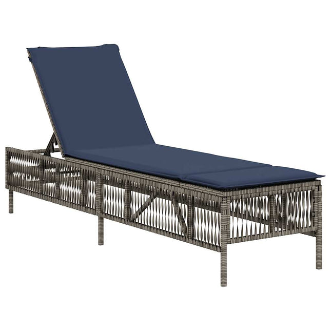 liggestol med hynde grå polyrattan