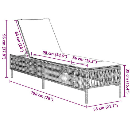 liggestol med hynde sort polyrattan