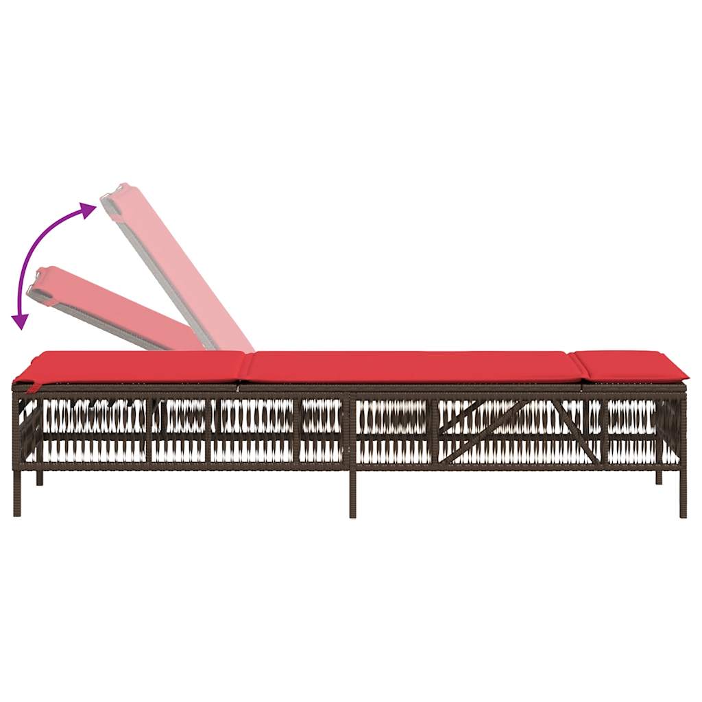 liggestole 2 stk. med bord brun polyrattan