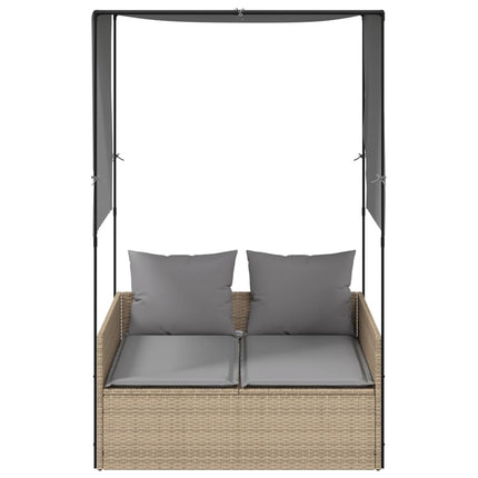 solseng med tag og gardiner polyrattan beige
