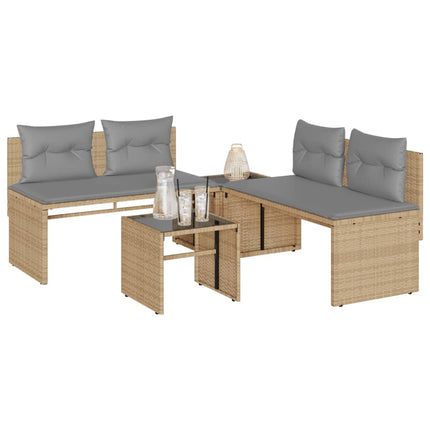 sofasæt til haven 4 dele med hynder polyrattan beige