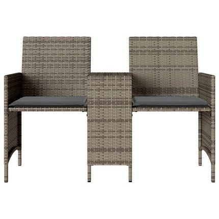 2-personers havesofa med bord og skamler polyrattan grå