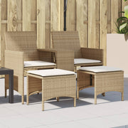 2-personers havesofa med bord og skamler polyrattan beige