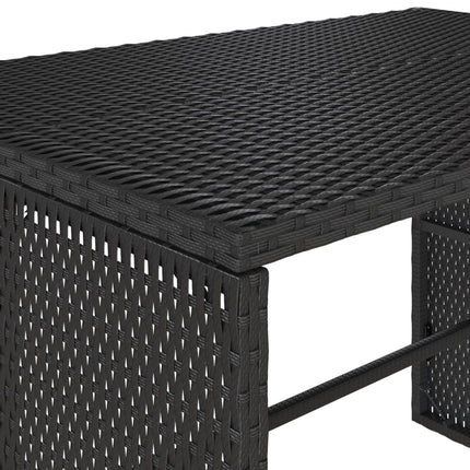 spisebordssæt til haven 3 dele med hynder polyrattan sort