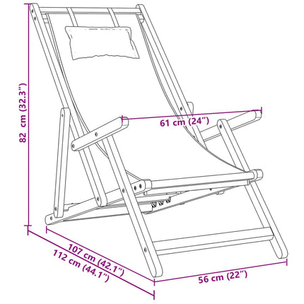 strandstol foldbar massivt eukalyptustræ og stof beige
