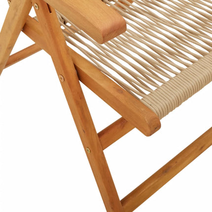 Klapstole 2 stk. beige massivt træ akacie og polypropylen