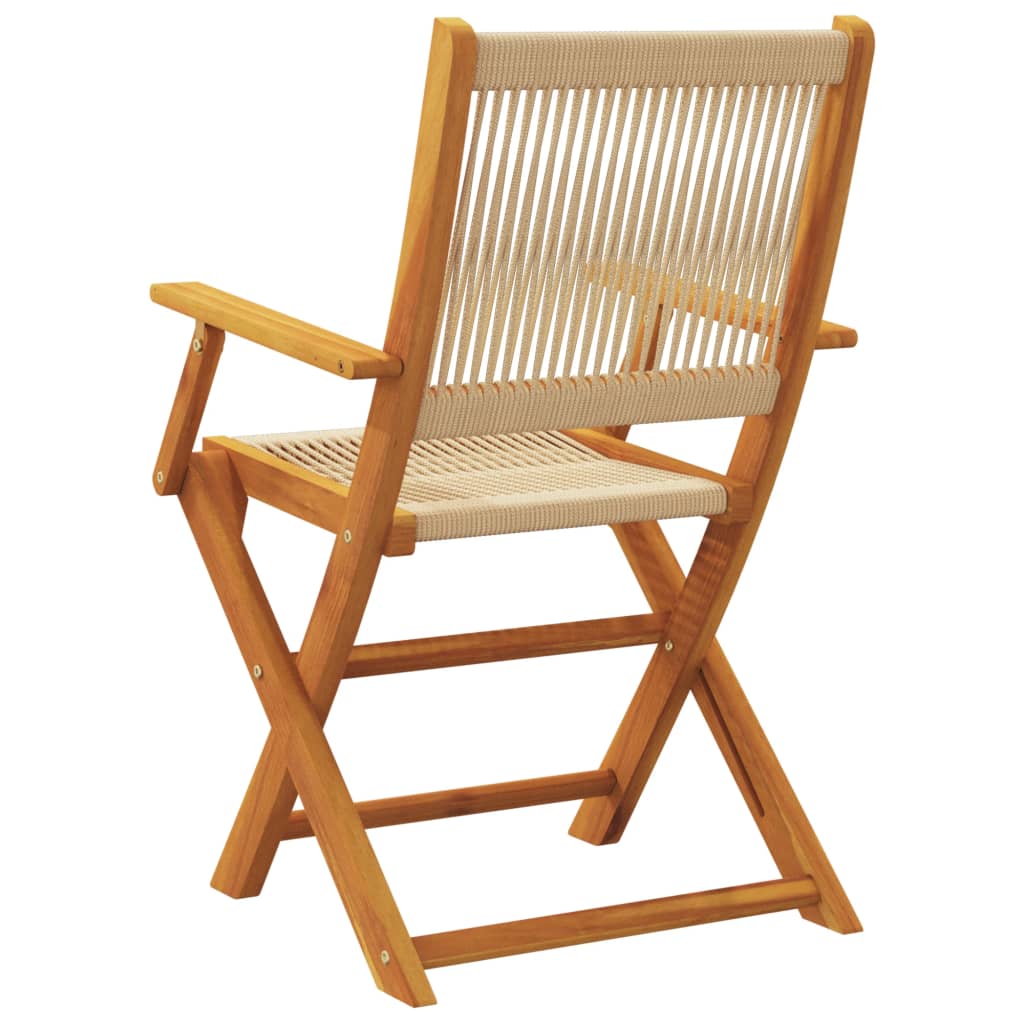 havestole 2 stk. massivt akacietræ og polypropylen beige