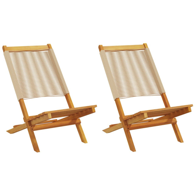 havestole 2 stk. massivt akacietræ og polypropylen beige