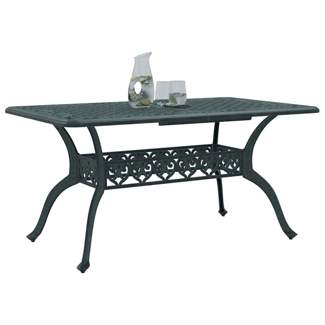 havebord 150x90x72 cm støbt aluminium grøn