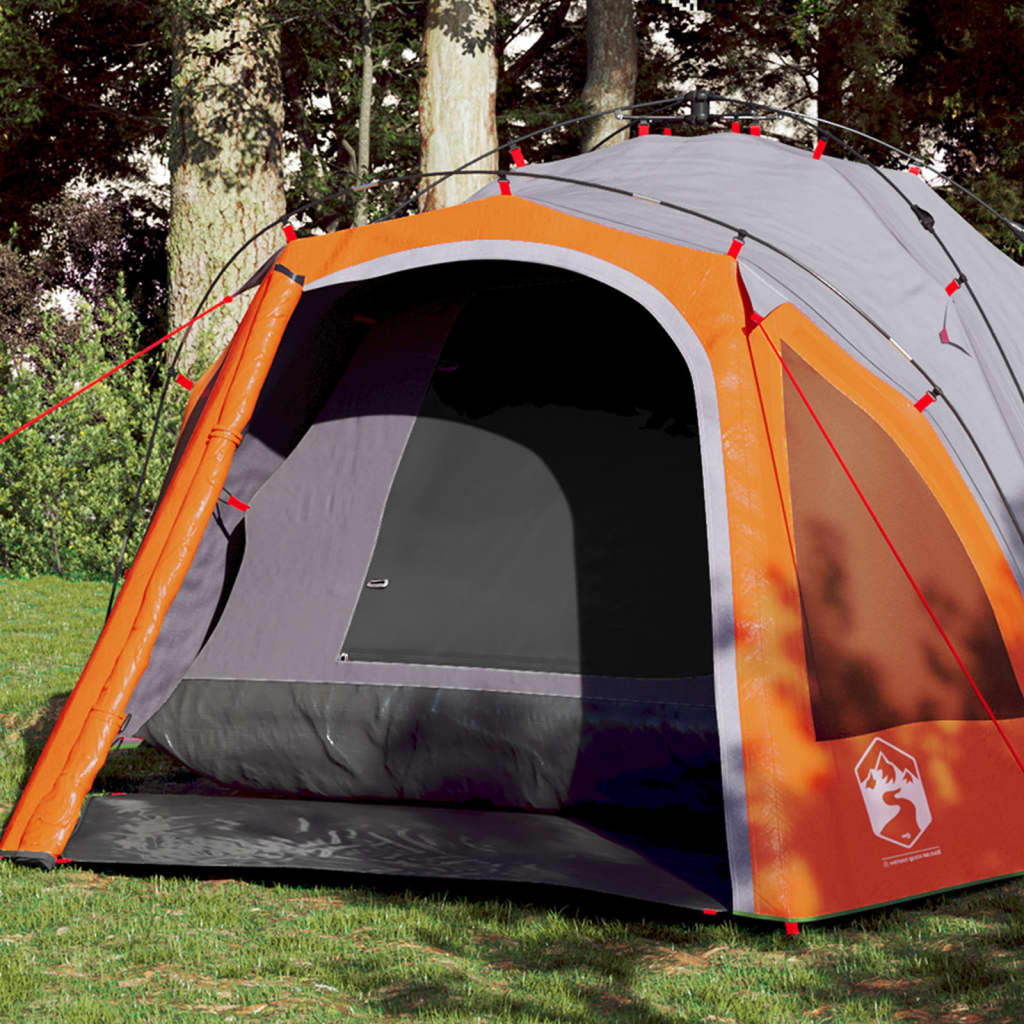 3-personers campingtelt kuppel quick-release grå og orange