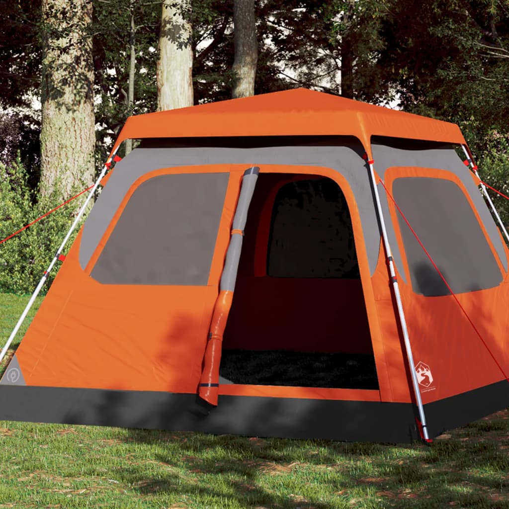 4-personers campingtelt kuppel med quick-release - grå/orange