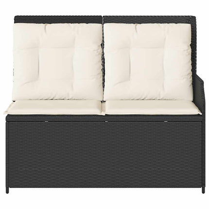 havebænk med hynder og lænefunktion polyrattan sort